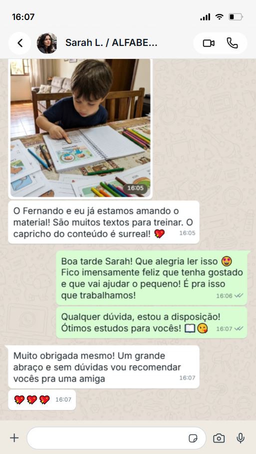 Depoimento de Sarah no WhatsApp